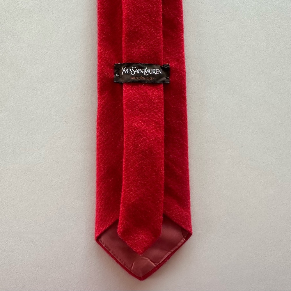 Vintage Yves Saint Laurent Men's Brushed Wool Necktie in Red